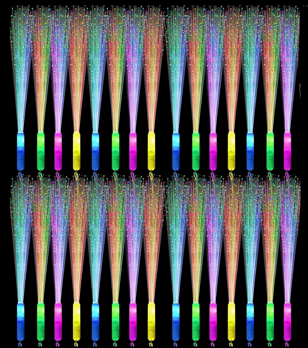 48 PCS Glow Fiber Wands Sticks LED Light Wands 3 Modes Flashing Fiber Optic Light Rod Bulk Fiber Optic Wands for Mardi Gras Halloween Christmas Bar Birthday Wedding Party Supplies