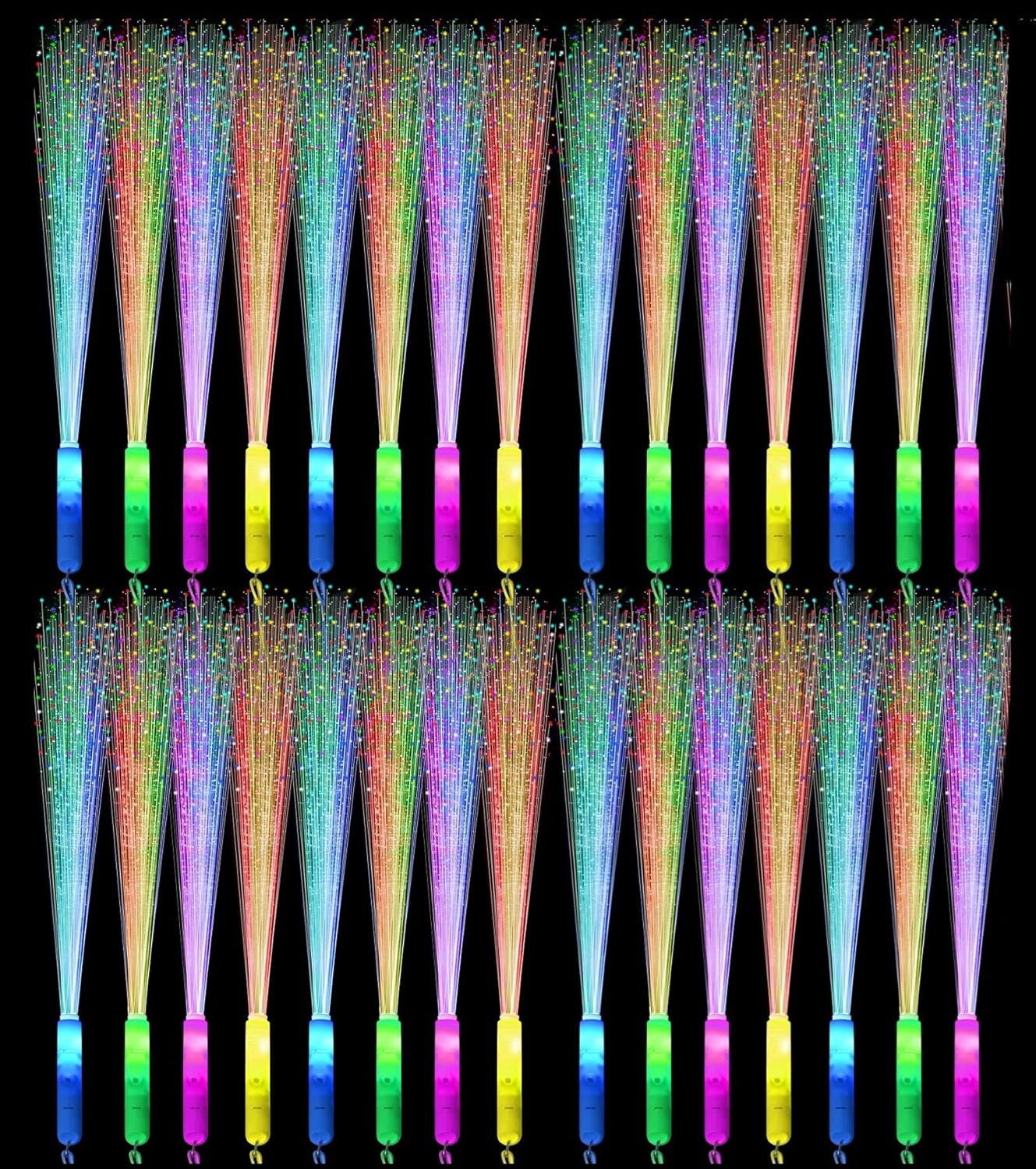 48 PCS Glow Fiber Wands Sticks LED Light Wands 3 Modes Flashing Fiber Optic Light Rod Bulk Fiber Optic Wands for Mardi Gras Halloween Christmas Bar Birthday Wedding Party Supplies