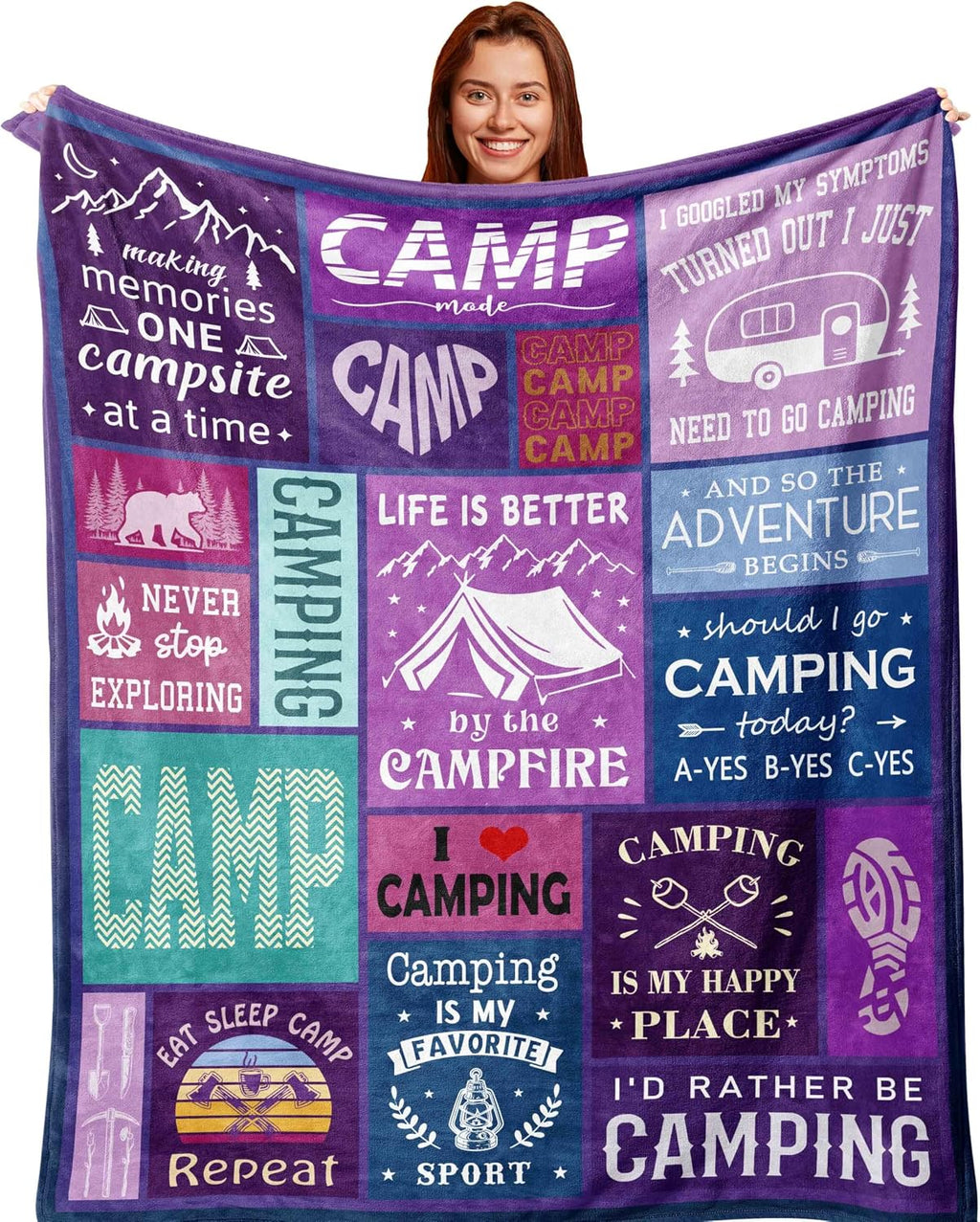 Camping Blanket, Camping Gifts Essentials Throw 60x50in