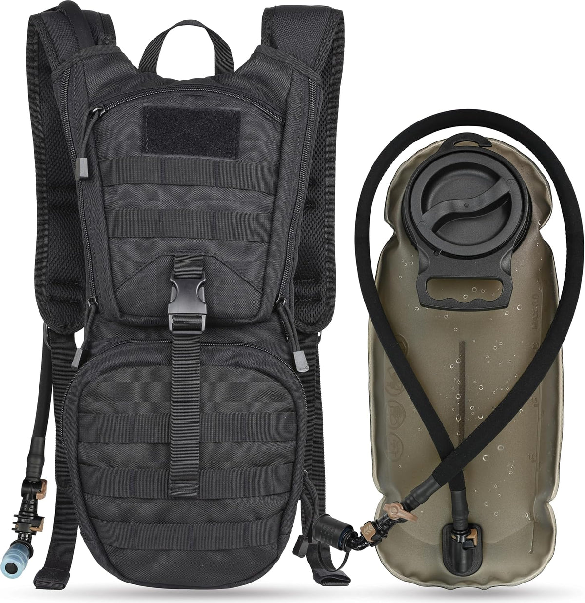 MARCHWAY Tactical Molle Hydration Pack Backpack with 3L TPU Water Bladder, Military Daypack for Cycling, Hiking, Running, Climbing, Hunting, Biking