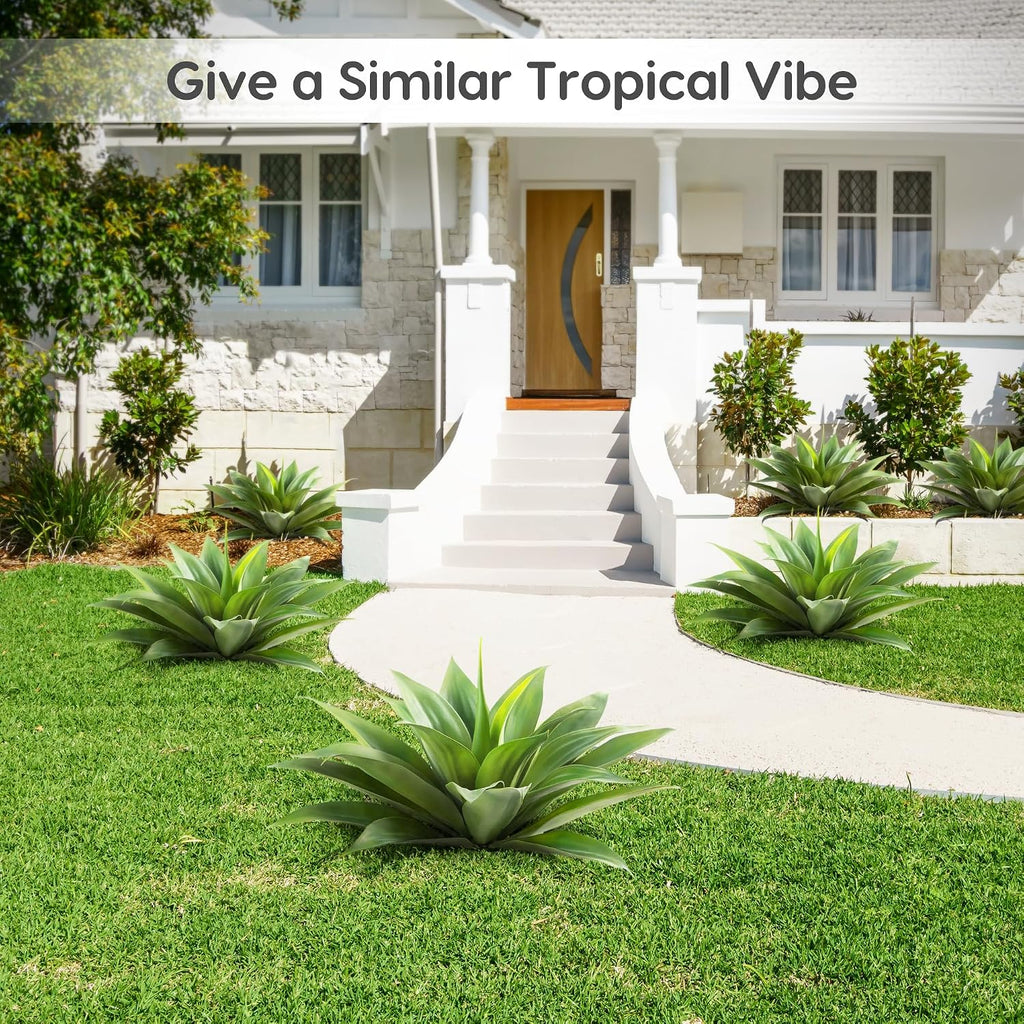 Velener 28 Inch Artificial Agave Plants Outdoor Set, Large Fake Plants Indoor for Home Decor, Realistic UV Resistant Faux Succulents Plants Without Pot, Set of 2