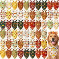 Preboun 50 Pcs Fall Paw Print Dog Bandanas Bulk Autumn Bandanas for Dogs Triangle Kerchief Bibs Scarf Set for Pet Fall Harvest Party Costume Photo Props Accessories, 25 Styles (25.6 x 17.7 x 17.7)