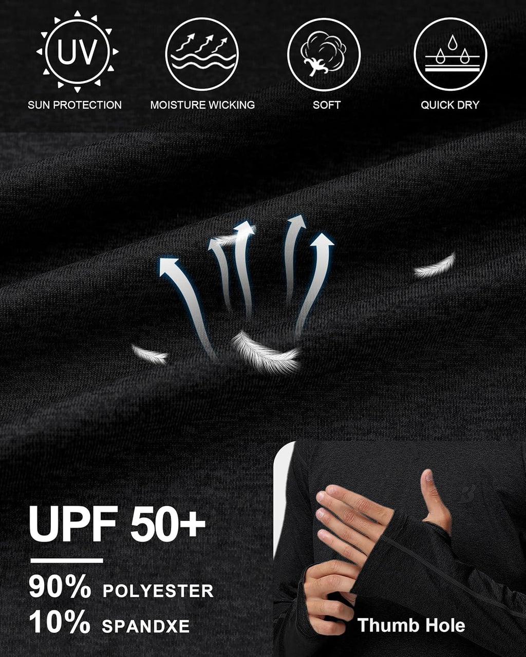 Roadbox Men's UPF 50+ Fishing Shirts, Long Sleeve UV Sun Protection Hoodie