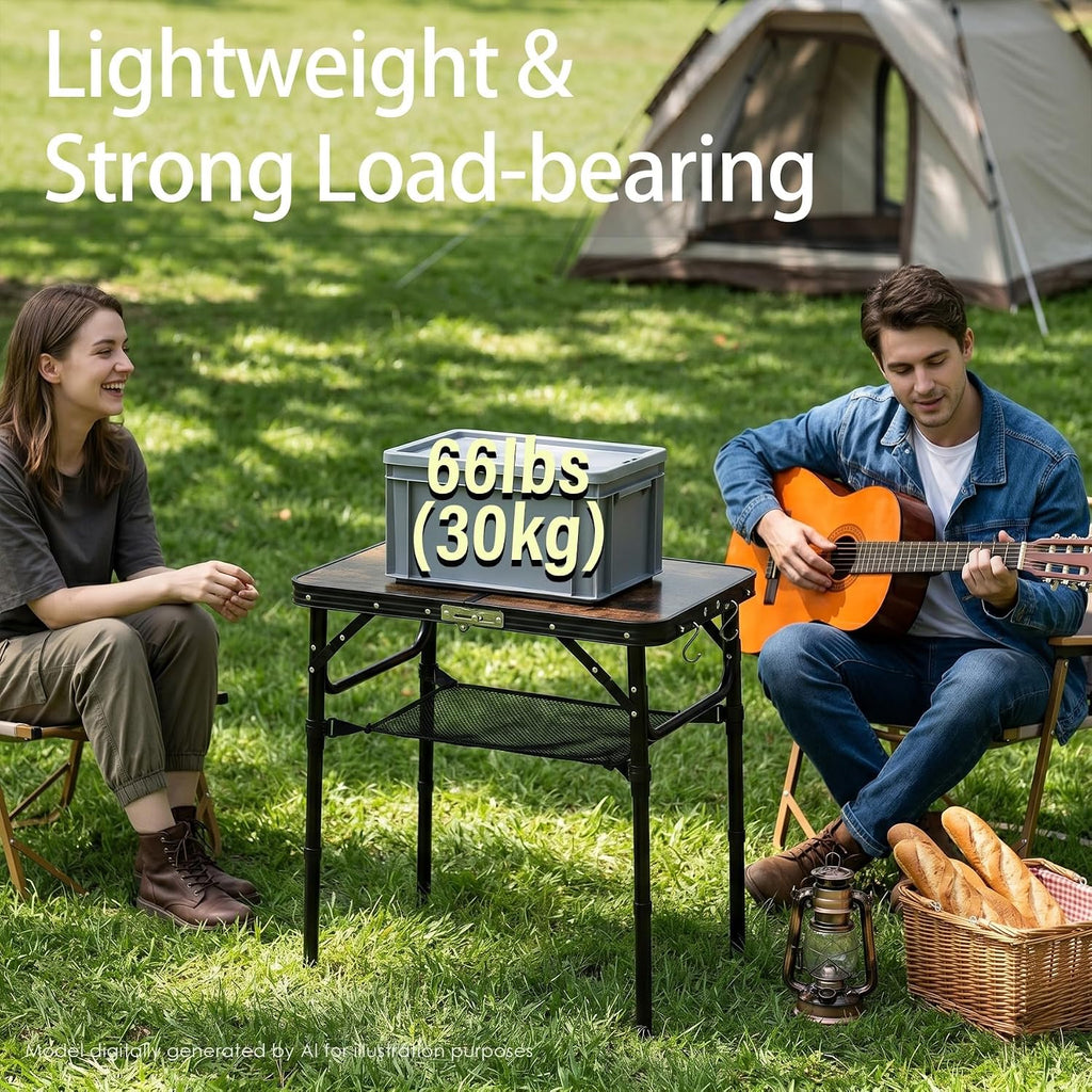 Folding Picnic Table 2ft Portable Camping Table Adjustable Heights