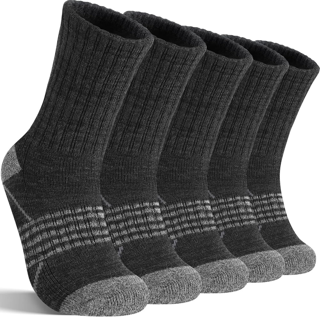 Sandsuced Merino Wool Hiking Socks Thermal Warm Winter Cozy Crew with Cushioned Sole & Moisture Wicking 5 Pairs for Women