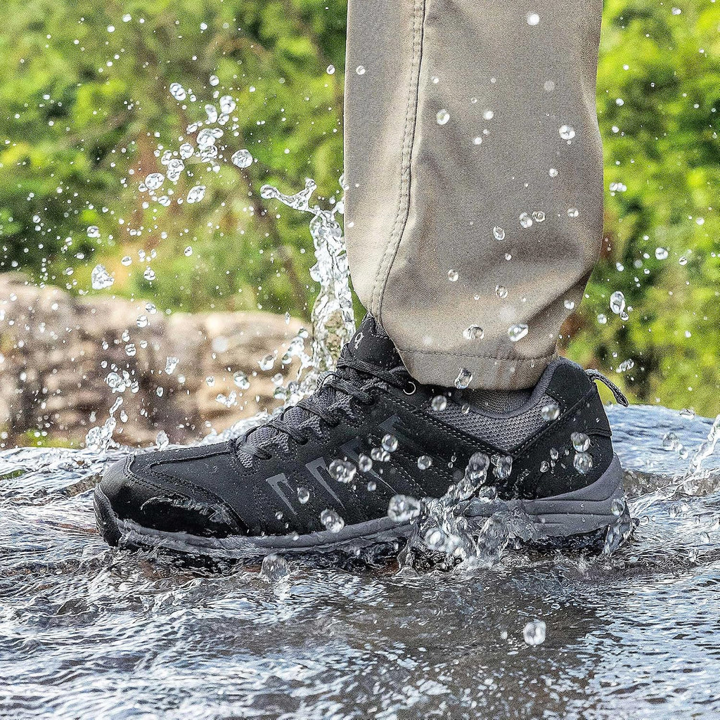 OL OUTJET LEGEND Men's Waterproof Hiking Shoes Leather Comfortable Lightweight Anti-Slip Outdoor Walking Work Sneakers