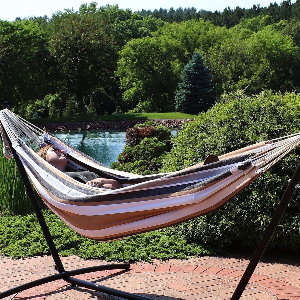 Sunnydaze Brazilian Double Hammock Without Stand, Portable, Calming Desert