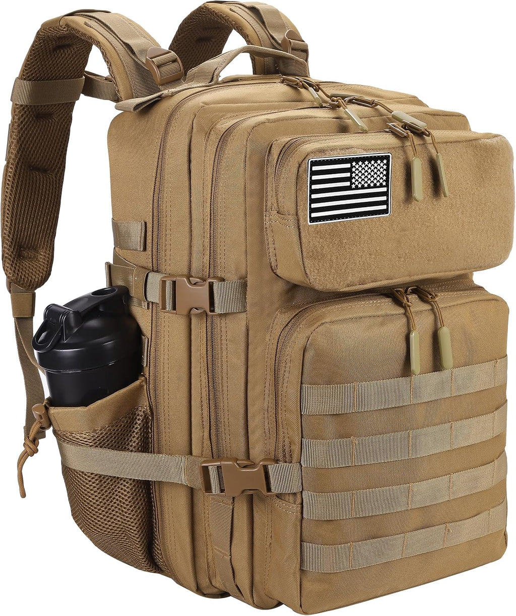 LHI Military Tactical Backpack for Men and Women 45L Army 3 Days Assault Pack Bag Large Rucksack with Molle System Black with multi-color