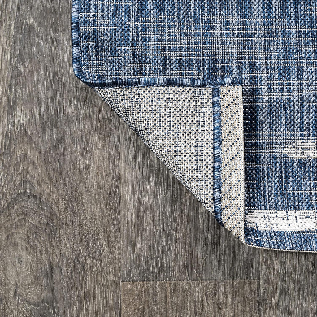 JONATHAN Y Stripe Geometric Indoor Outdoor Area Rug 8X10 Blue/Ivory, Zolak Berber for Backyard, Patio, Porch, Easy-Cleaning, High Traffic, Pet-Friendly, Non-Shedding (SMB124C-8)