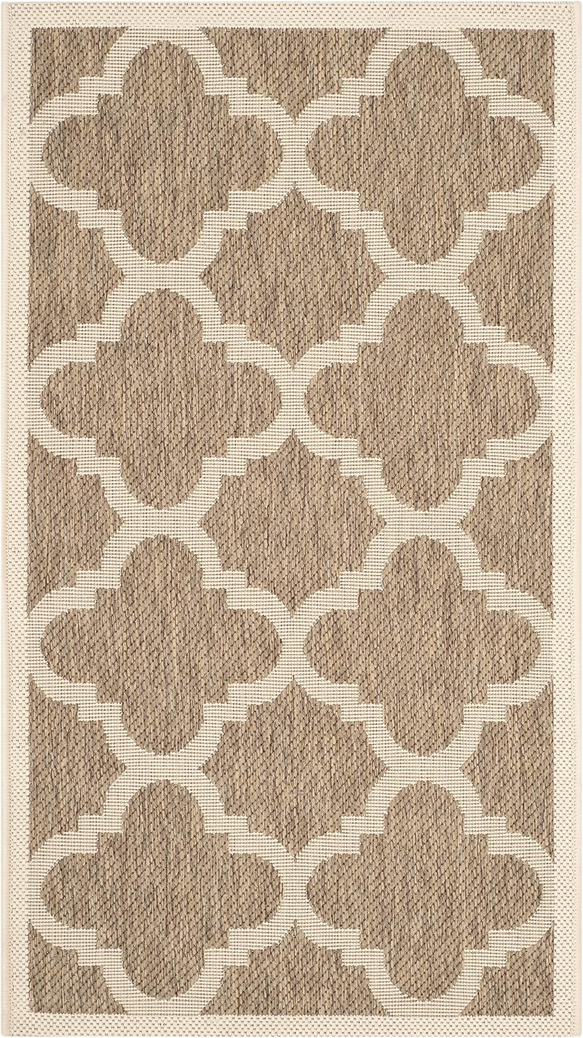 SAFAVIEH Washable Rug Outdoor Courtyard Collection - 2' x 3'7", Brown, Non-Shedding & Easy Cleaning, Ideal for Patio, Front Door, Entryway, Doormat (CY6243-242)
