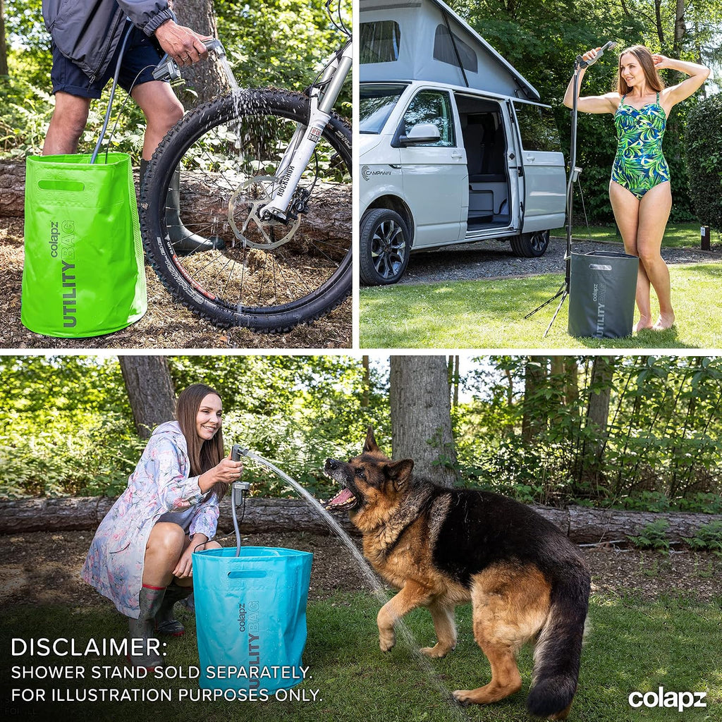 Colapz 12V Camping Shower Portable - High Pressure Outdoor USB Rechargeable Camping Shower - Kit with 9 Gallon Water Bag - Van Life RV Beach Hiking Dog Washing