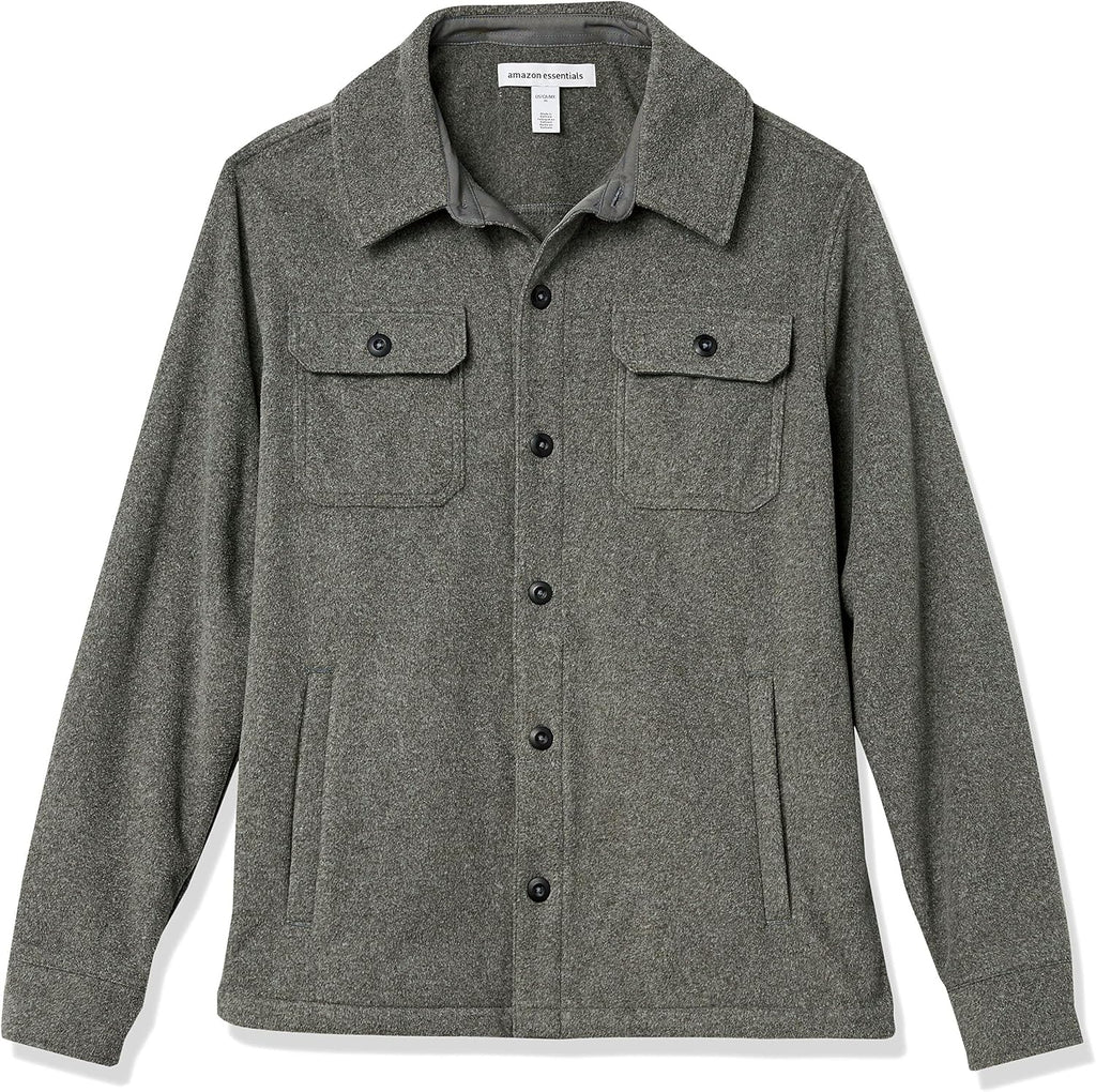 Amazon Essentials Men's Long-Sleeve Polar Fleece Shirt Jacket for Winter, Jackets