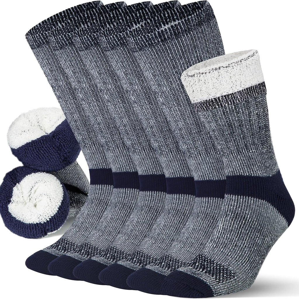 Alvada Mens Merino Wool Crew Socks Thermal and Warm Socks for Winter Work Hiking Running 3 Pairs