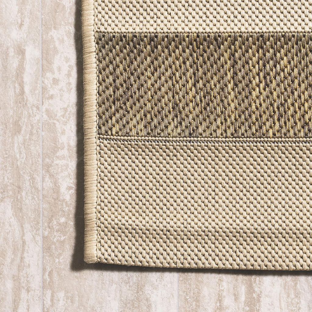 JONATHAN Y Wide Stripe Indoor Outdoor Area Rug 5X8 Beige/Brown, Aveiro for Backyard, Patio, Porch, Easy-Cleaning, High Traffic, Pet-Friendly, Non-Shedding (SMB112A-5)