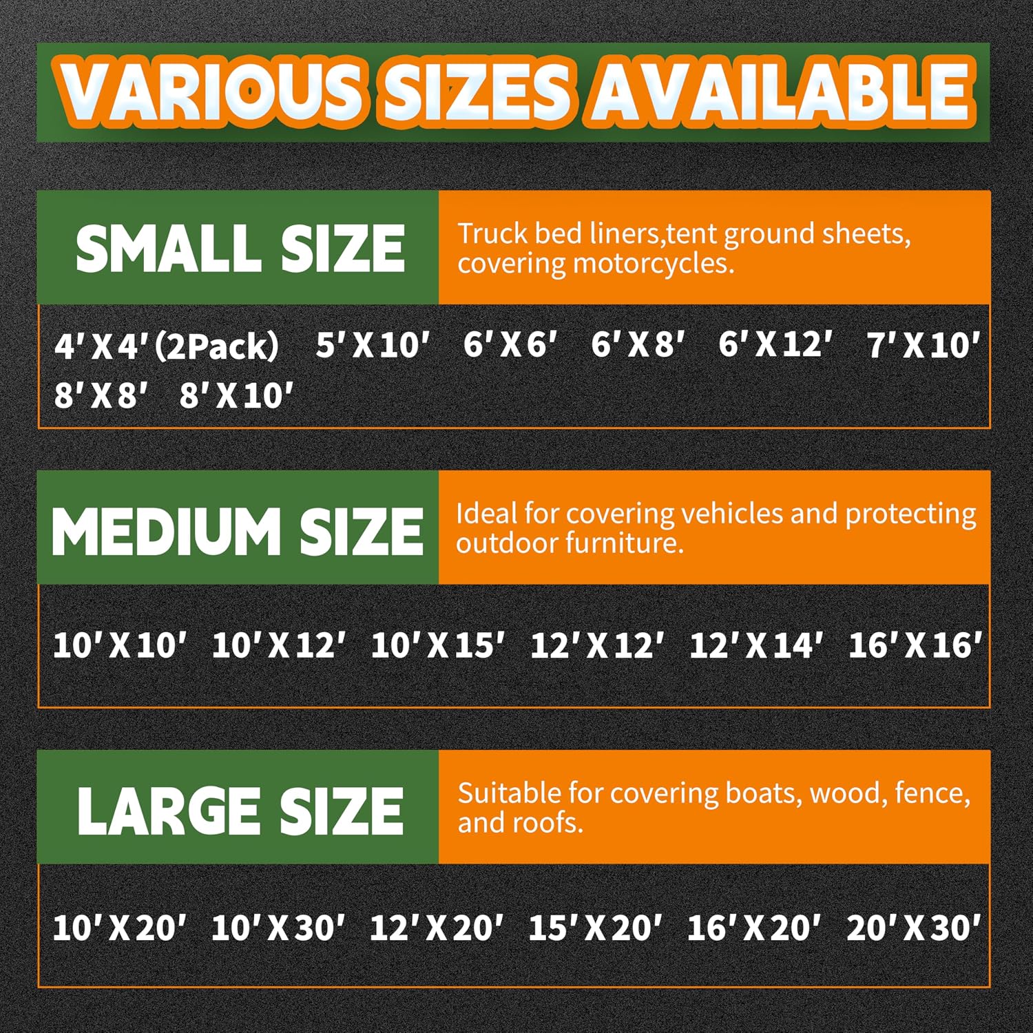 RAINDEWAY 8x10 Feet Tarps Heavy Duty Waterproof 10.5 Mil Outdoor Poly Tarp