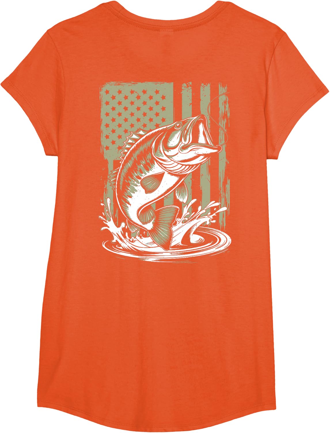 Fishing Camo Bass Fish American Flag Men's Graphic Fishing T-Shirt