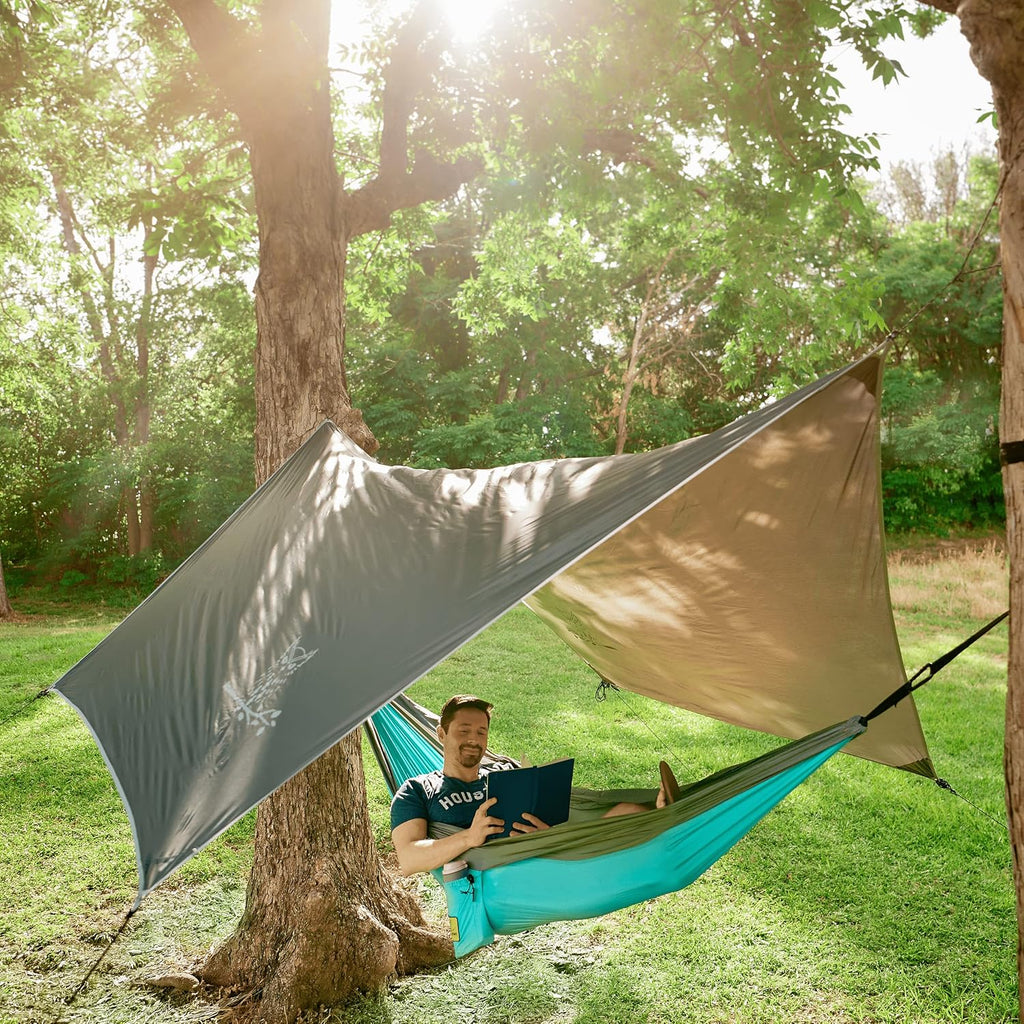 Wise Owl Outfitters Hammock Rain Fly – Waterproof Camping Tarp Cover with Tent Stakes & Carry Bag, Ultralight Shelter for Backpacking & Outdoor Shade