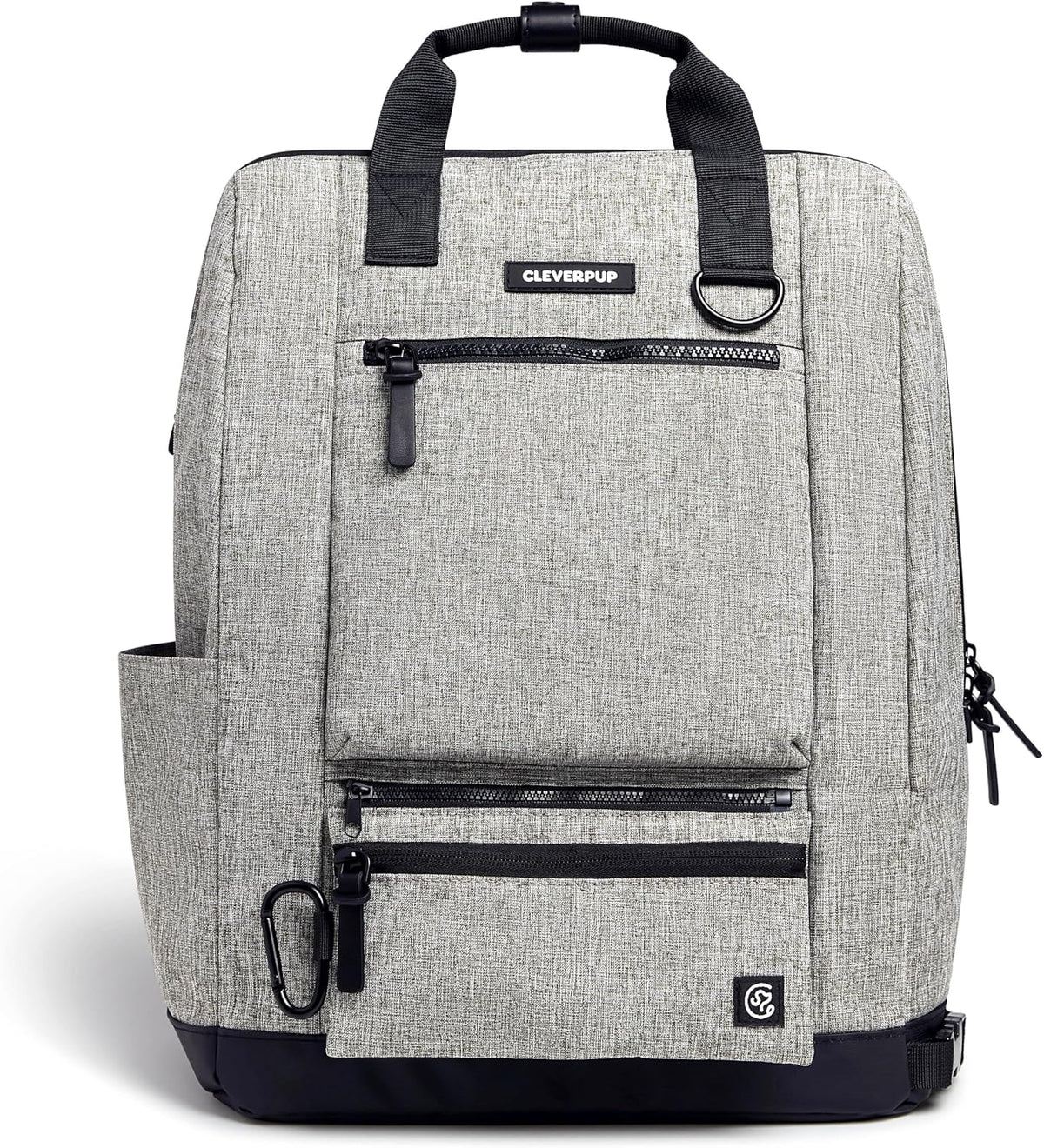 Cleverpup Porter 2-in-1 Dog Gear Travel Backpack - 10 Pockets, Heather Grey