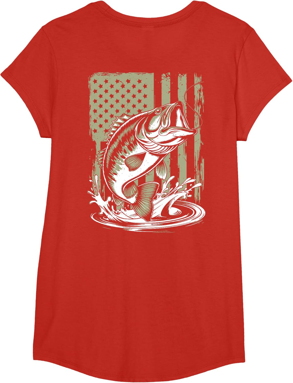 Fishing Camo Bass Fish American Flag Men's Graphic Fishing T-Shirt