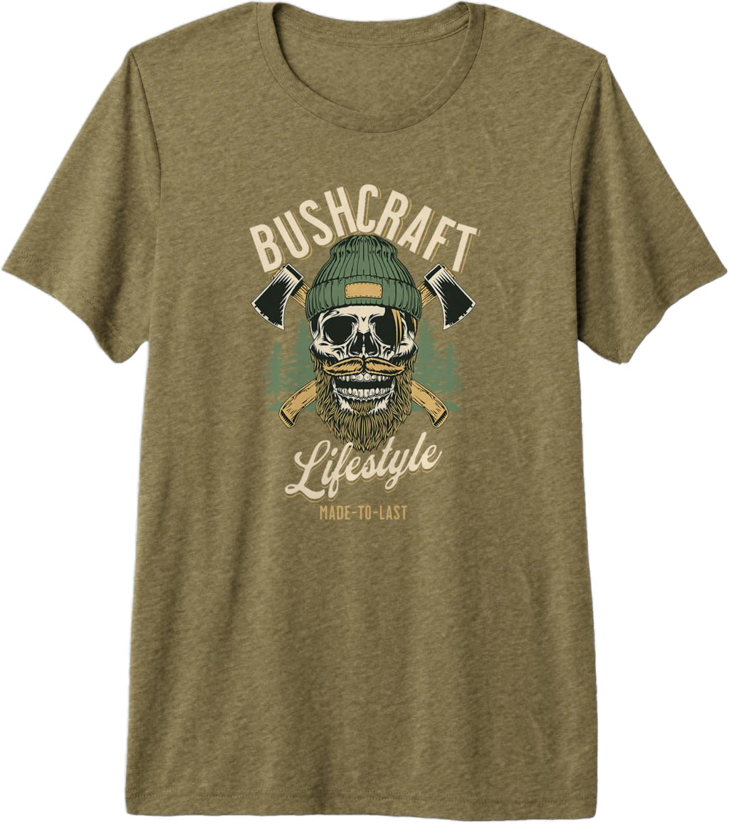 Bushcraft Outdoor Survival, Bearded Skull, Woodsman Gear Premium Tri-blend T-Shirt