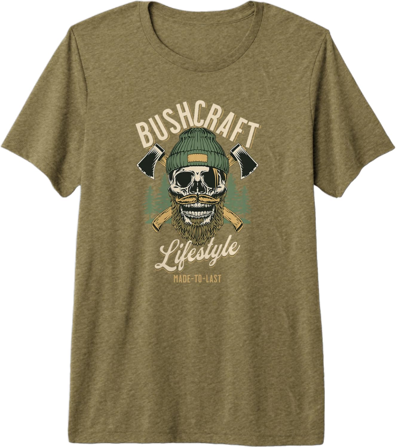 Bushcraft Outdoor Survival, Bearded Skull, Woodsman Gear Premium Tri-blend T-Shirt