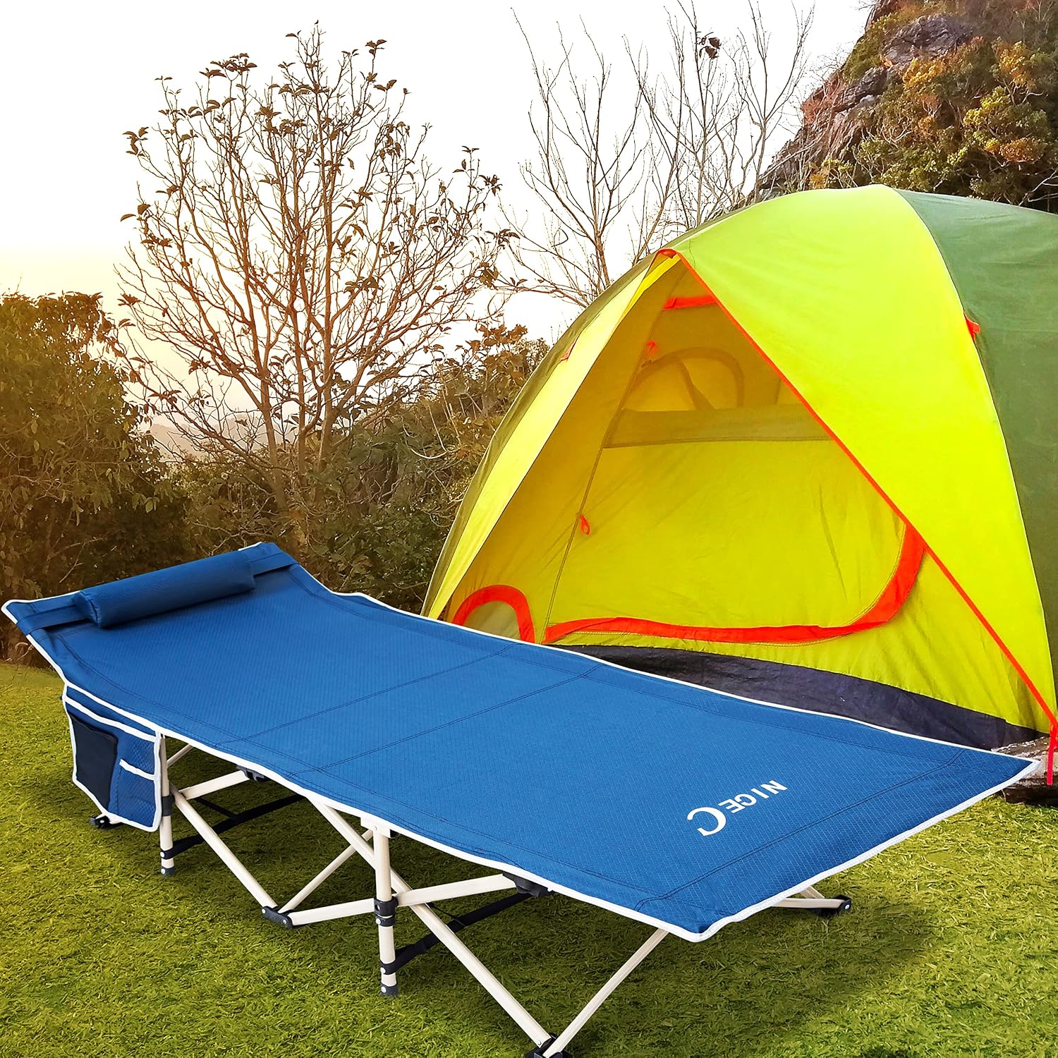Nice C Camping Cot for Adults, Folding Camping Cot (2 Pack, Grey)