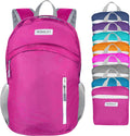 Waterproof Foldable Hiking Backpack, Lightweight Beach Bag DarkPink