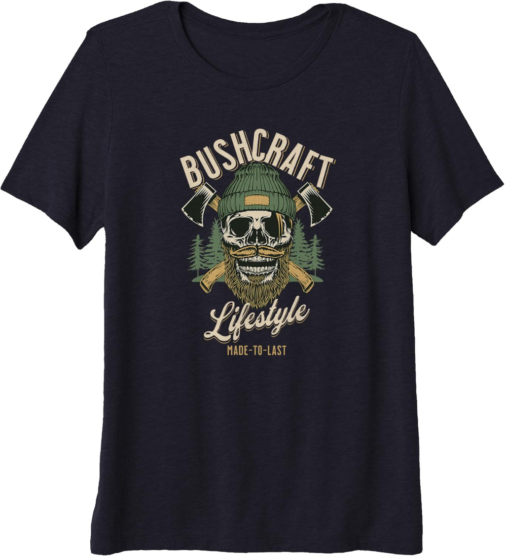 Bushcraft Outdoor Survival, Bearded Skull, Woodsman Gear Premium Tri-blend T-Shirt