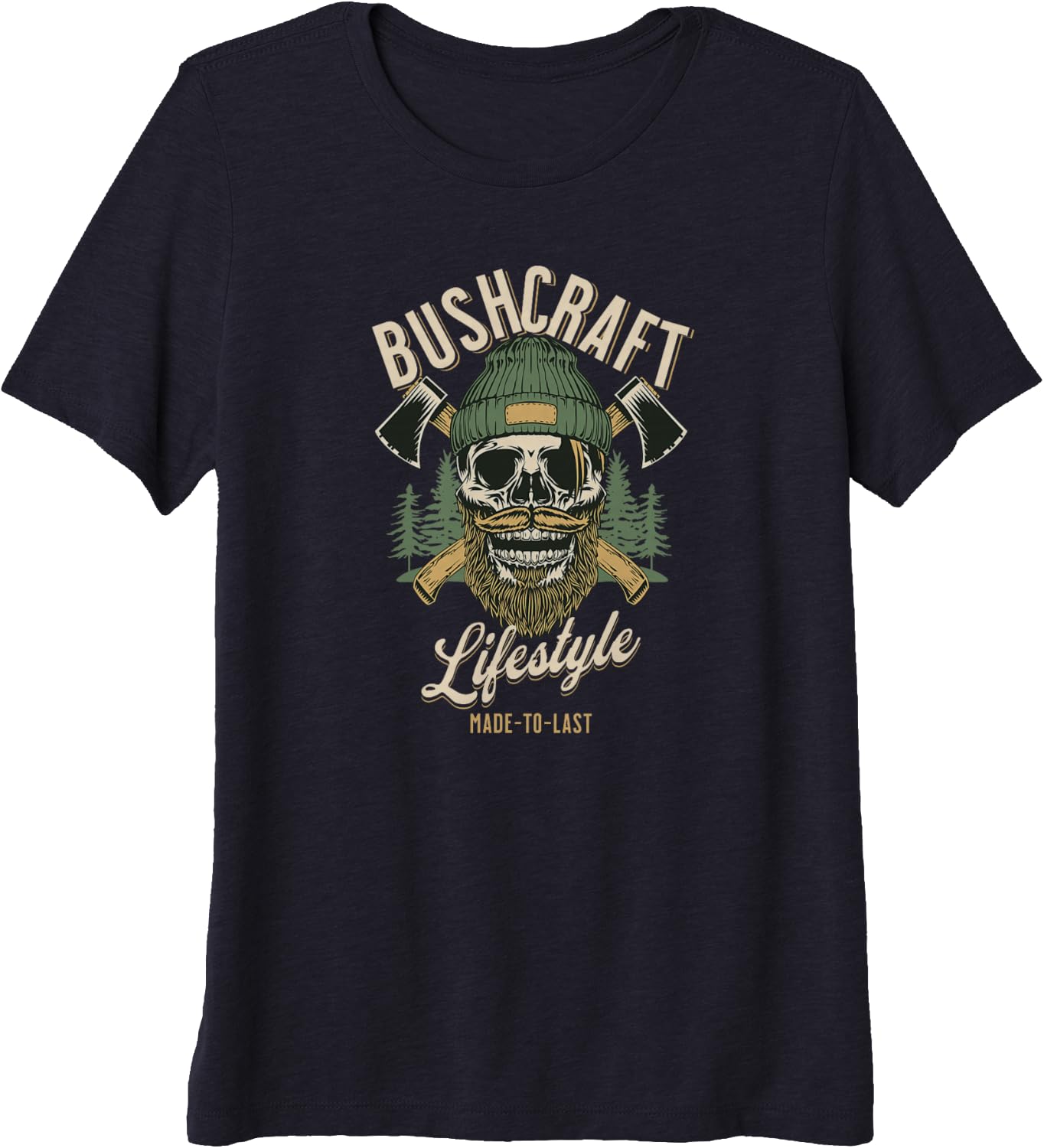 Bushcraft Outdoor Survival, Bearded Skull, Woodsman Gear Premium Tri-blend T-Shirt
