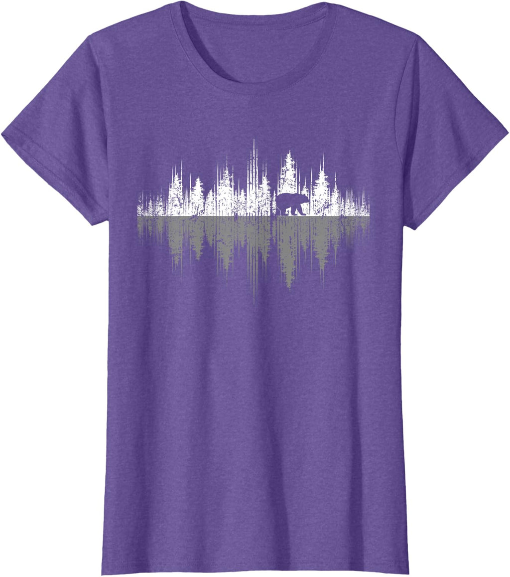 Trees Reflection Wildlife Nature Animal Bear Outdoor Forest Tees T-Shirts