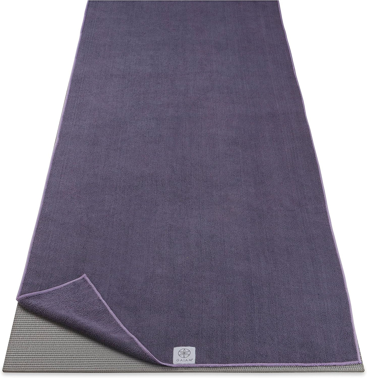 Gaiam Yoga Mat Towel, Non-Slip Microfiber, Hot Yoga (Heron Lilac)