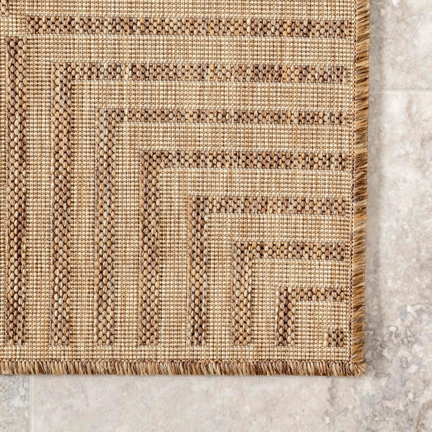 nuLOOM Asha Light Brown Bordered Indoor/Outdoor Area Rug, 8' x 10'