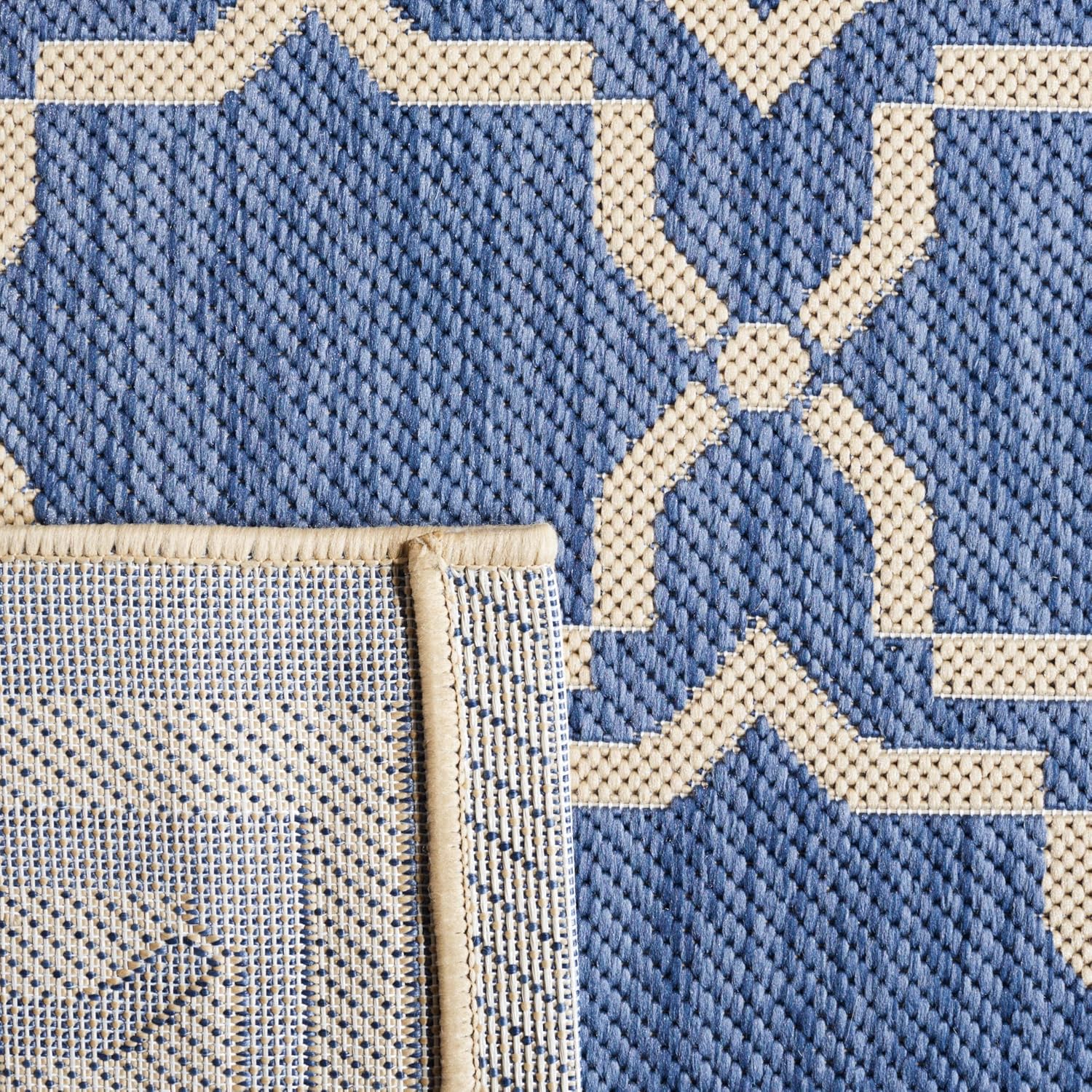 SAFAVIEH Courtyard Collection 2' x 3'7" Blue/Beige CY6916 Indoor/ Outdoor Waterproof Easy Cleaning Patio Backyard Mudroom Accent Rug