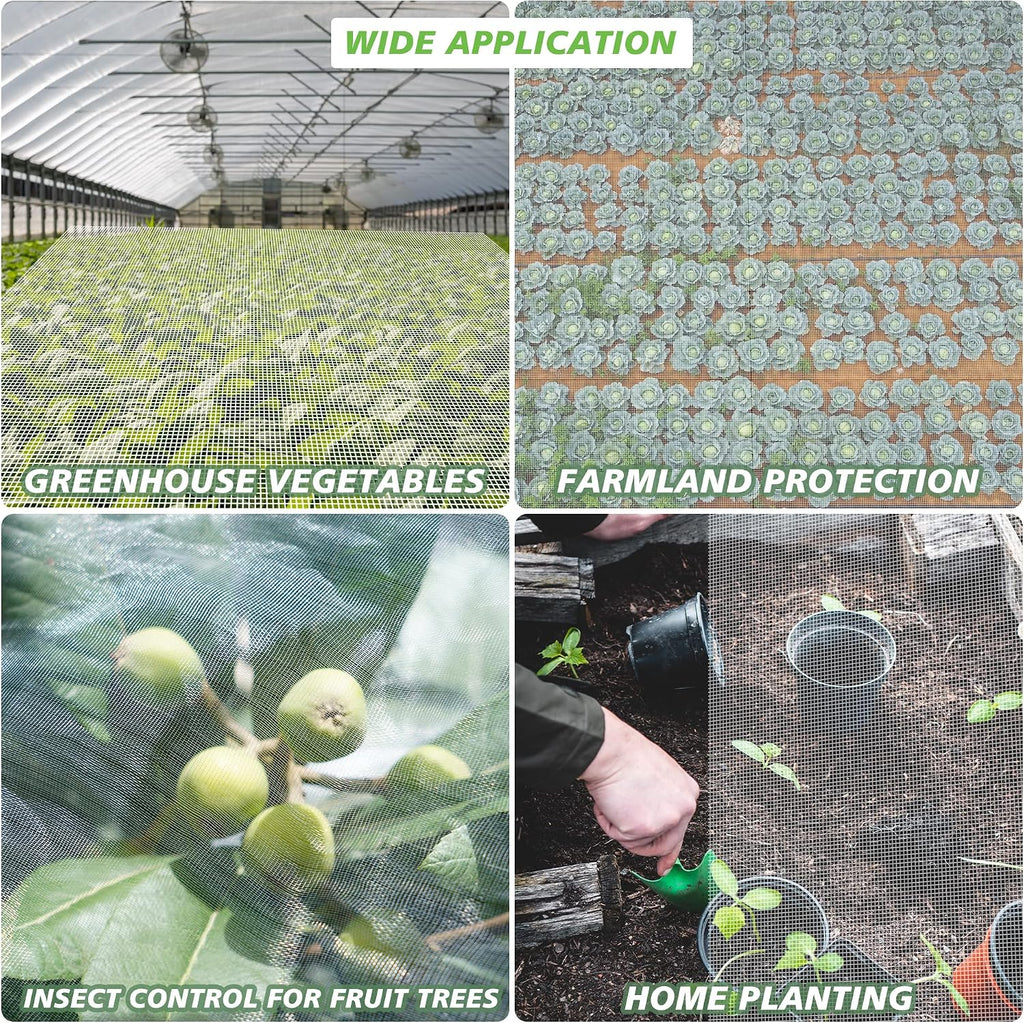 Garden Netting Mosquito Insect Birds Animals Barrier Protection Net Ultra Fine Garden Mesh Netting Plant Covers for Vegetable Plants Fruits Flowers Trees Greenhouse Row Cover(10×50 Ft)