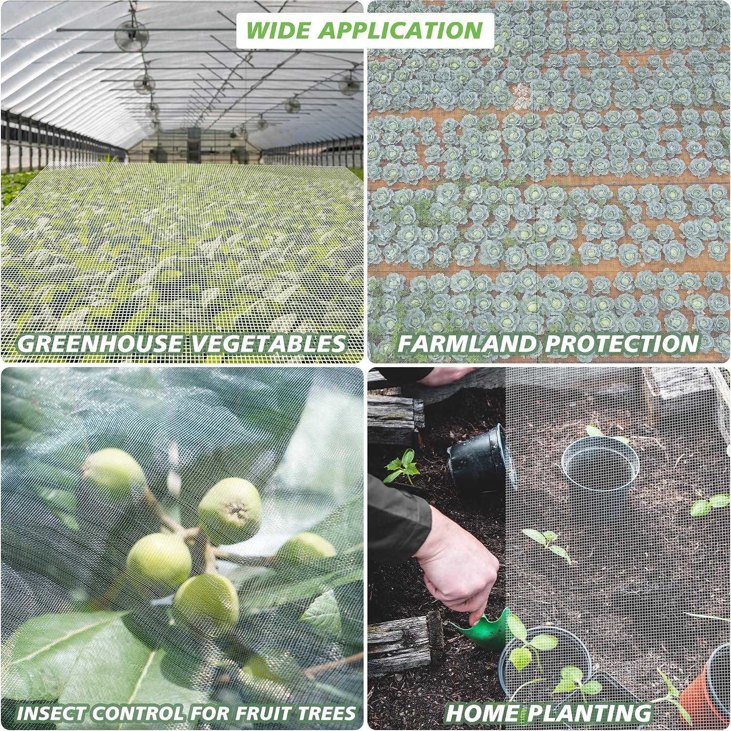Garden Netting Mosquito Insect Birds Animals Barrier Protection Net Ultra Fine Garden Mesh Netting Plant Covers for Vegetable Plants Fruits Flowers Trees Greenhouse Row Cover(10×50 Ft)