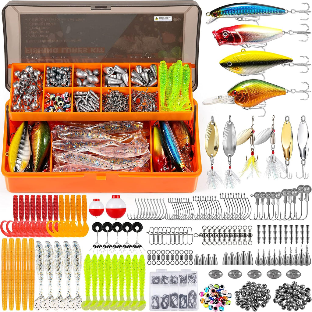 PLUSINNO Fishing Lures Tackle Box - Compact Fishing Gear for Bass Trout