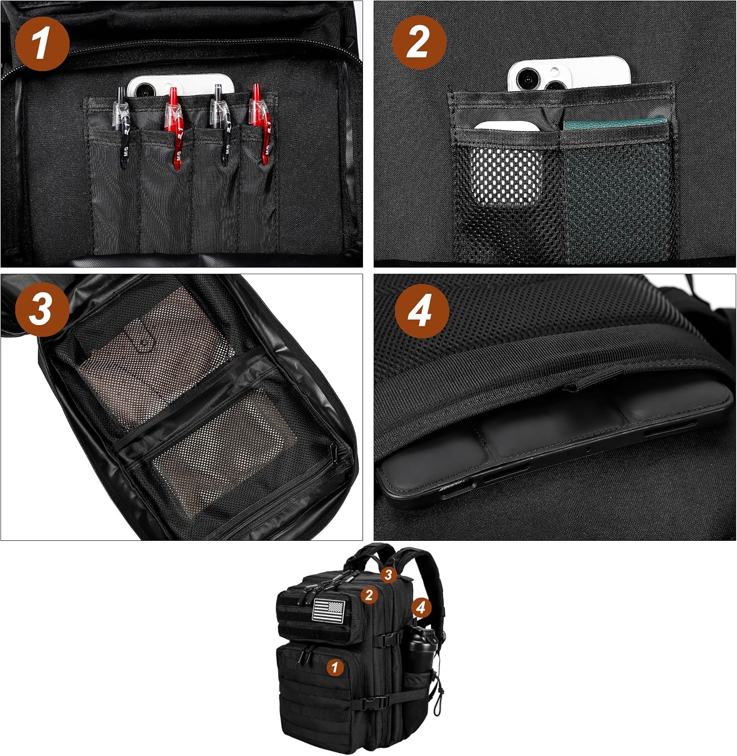 LHI Tactical Military Backpack for Men and Women 25L/35L Army Assault Pack Bag Small Rucksack with Bottle Holder