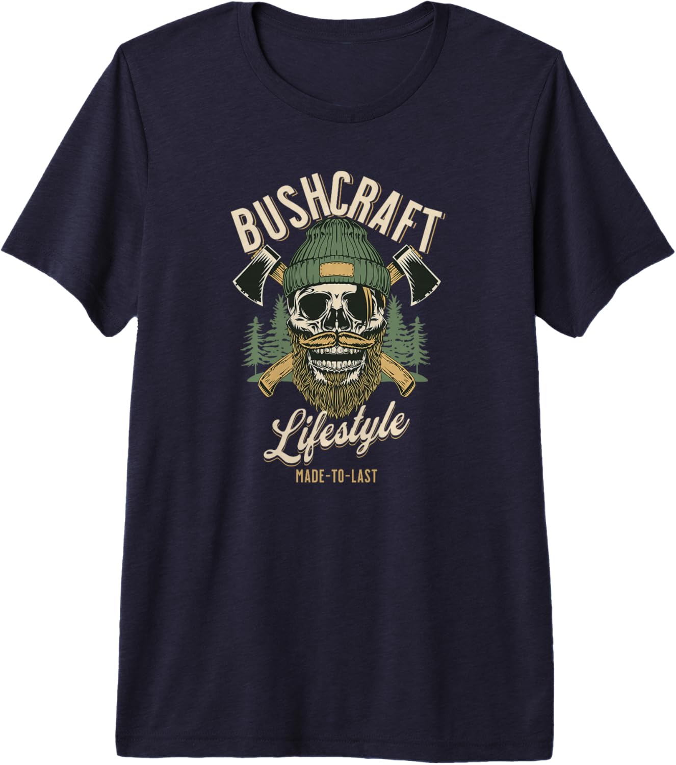 Bushcraft Outdoor Survival, Bearded Skull, Woodsman Gear Premium Tri-blend T-Shirt