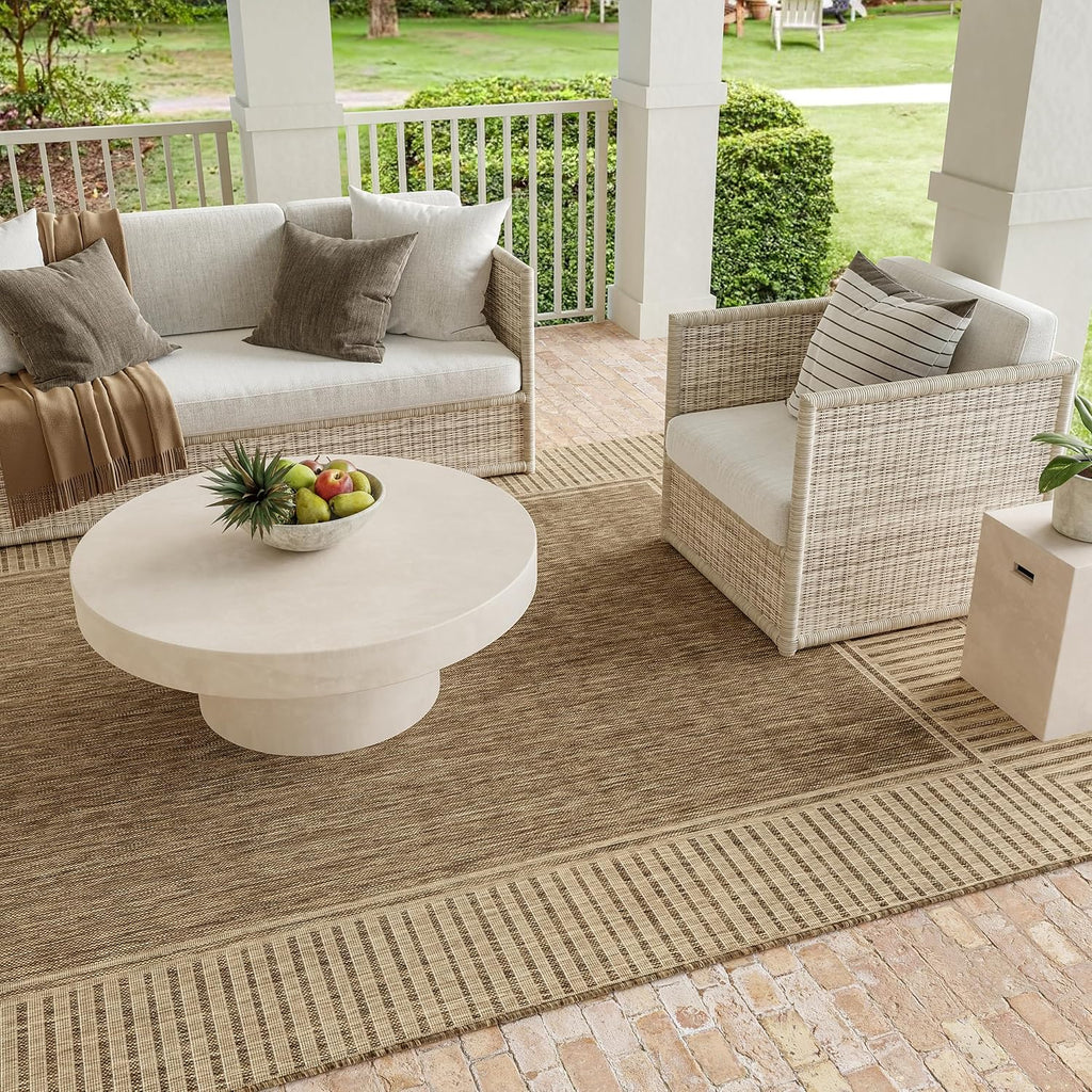 nuLOOM Asha Light Brown Bordered Indoor/Outdoor Area Rug, 8' x 10'