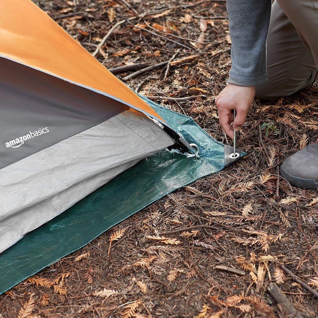 Amazon Basics Waterproof Multipurpose Camping Tarp, Tear Resistant with Reinforced Edges, Protective Cover, 7.5 Feet x 9.5 Feet, Dark Green