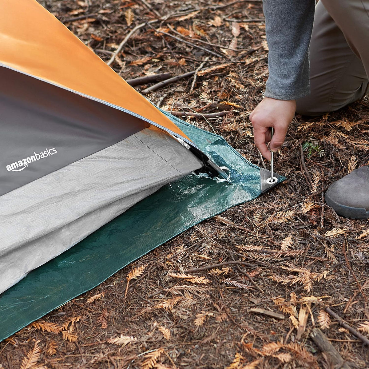 Amazon Basics Waterproof Multipurpose Camping Tarp with Reinforced Corners and Edges, Protective Cover, 9.5 x 11.3 Feet, Dark Green