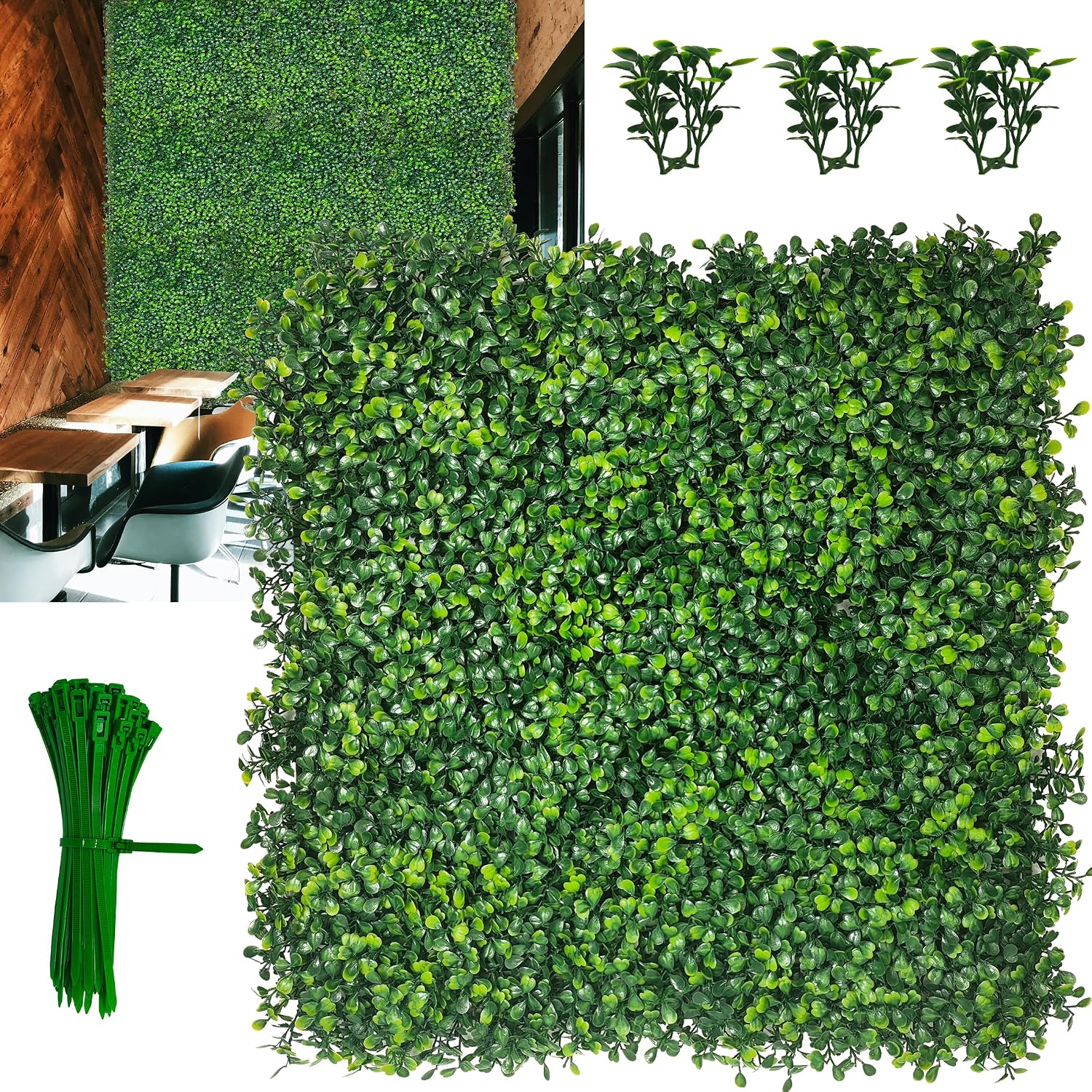 10"x 10"(8 P), UV-Anti Artificial Grass Wall Panel, 4-Layer Leaf