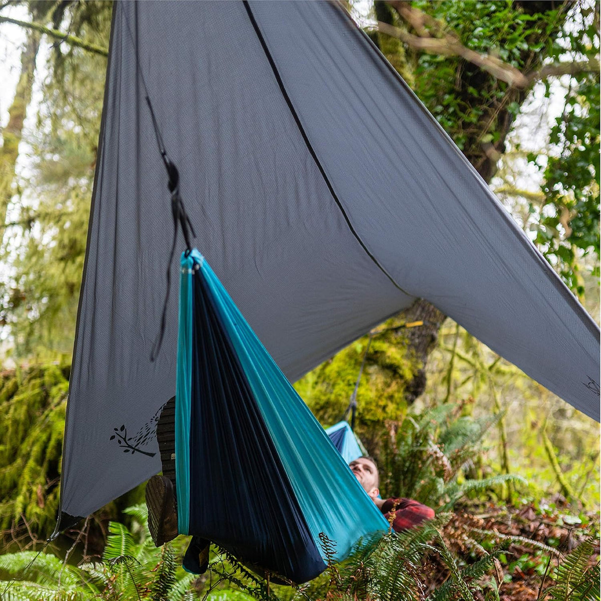 Wise Owl Outfitters Hammock Rain Fly – Waterproof Camping Tarp Cover with Tent Stakes & Carry Bag, Ultralight Shelter for Backpacking & Outdoor Shade