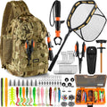 PLUSINNO Fishing Backpack with Fishing Net & Tackle Box, Tackle Bag