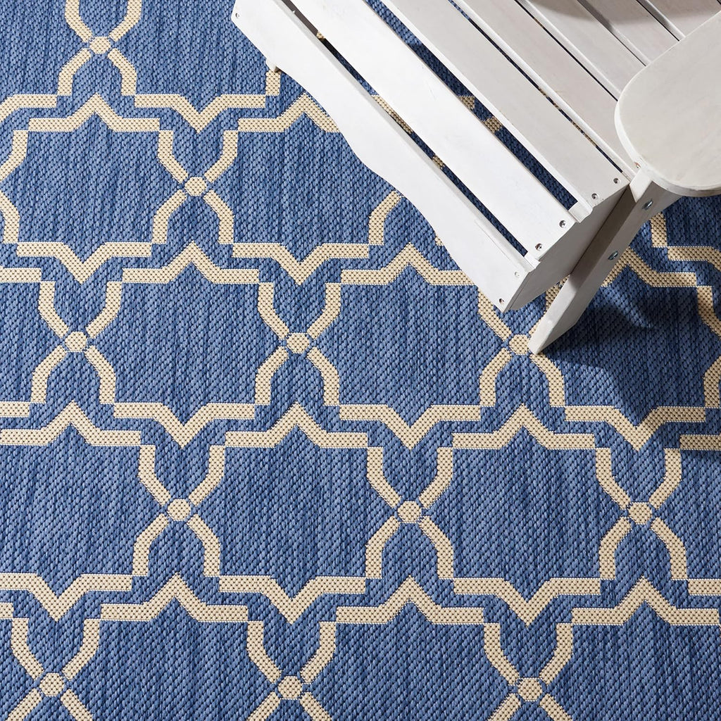 SAFAVIEH Courtyard Collection 2' x 3'7" Blue/Beige CY6916 Indoor/ Outdoor Waterproof Easy Cleaning Patio Backyard Mudroom Accent Rug