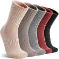 MOGGEI 5 Pairs Womens Merino Wool Socks Hiking Warm Winter Thick Thermal Crew Cozy Cabin Ladies Gift Comfy Boot Work Socks