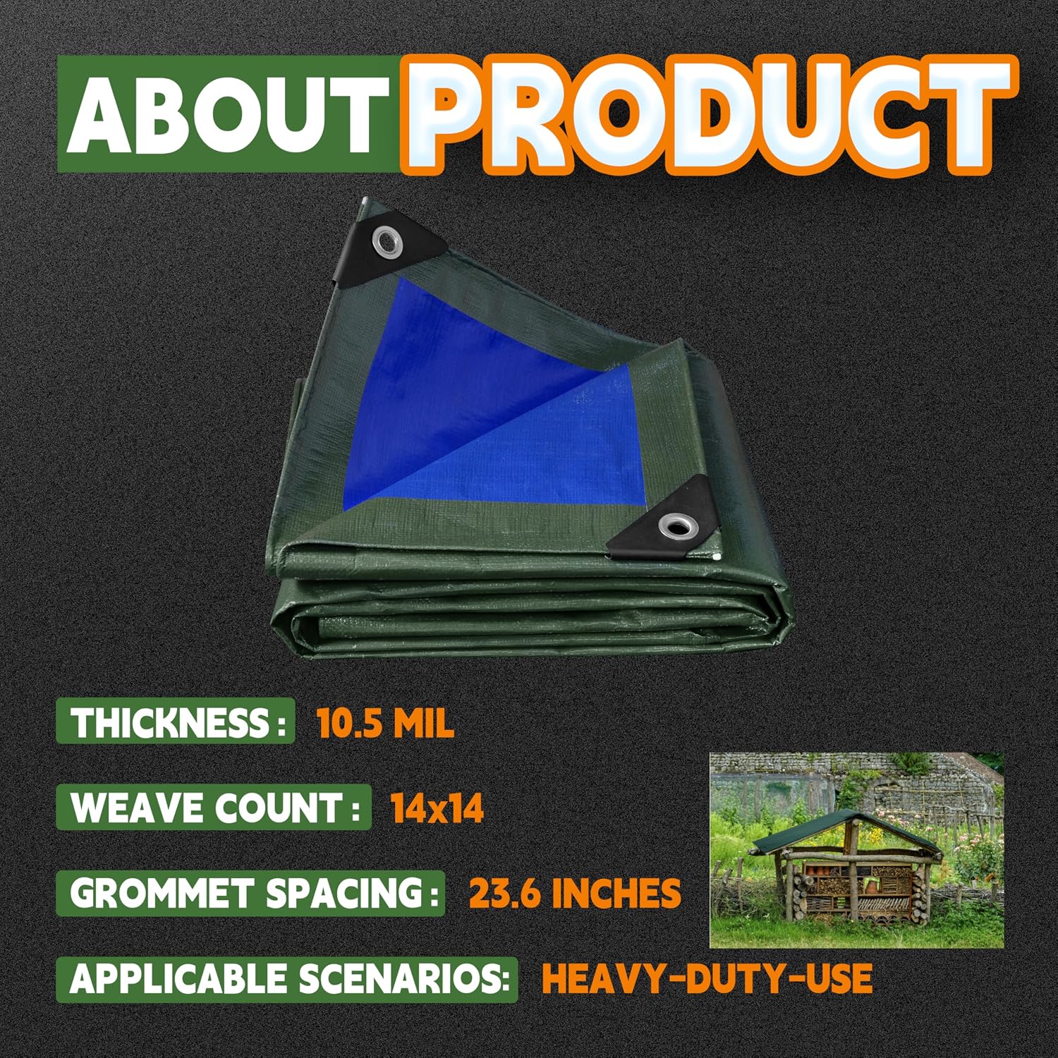 RAINDEWAY 6x12 Feet Tarps Heavy Duty Waterproof 10.5 Mil Outdoor Small Tarp