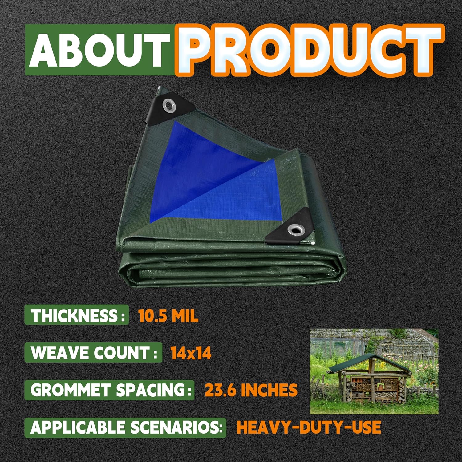 RAINDEWAY 10x30 Feet Tarps Heavy Duty Waterproof 10.5 Mil Outdoor Poly Tarp