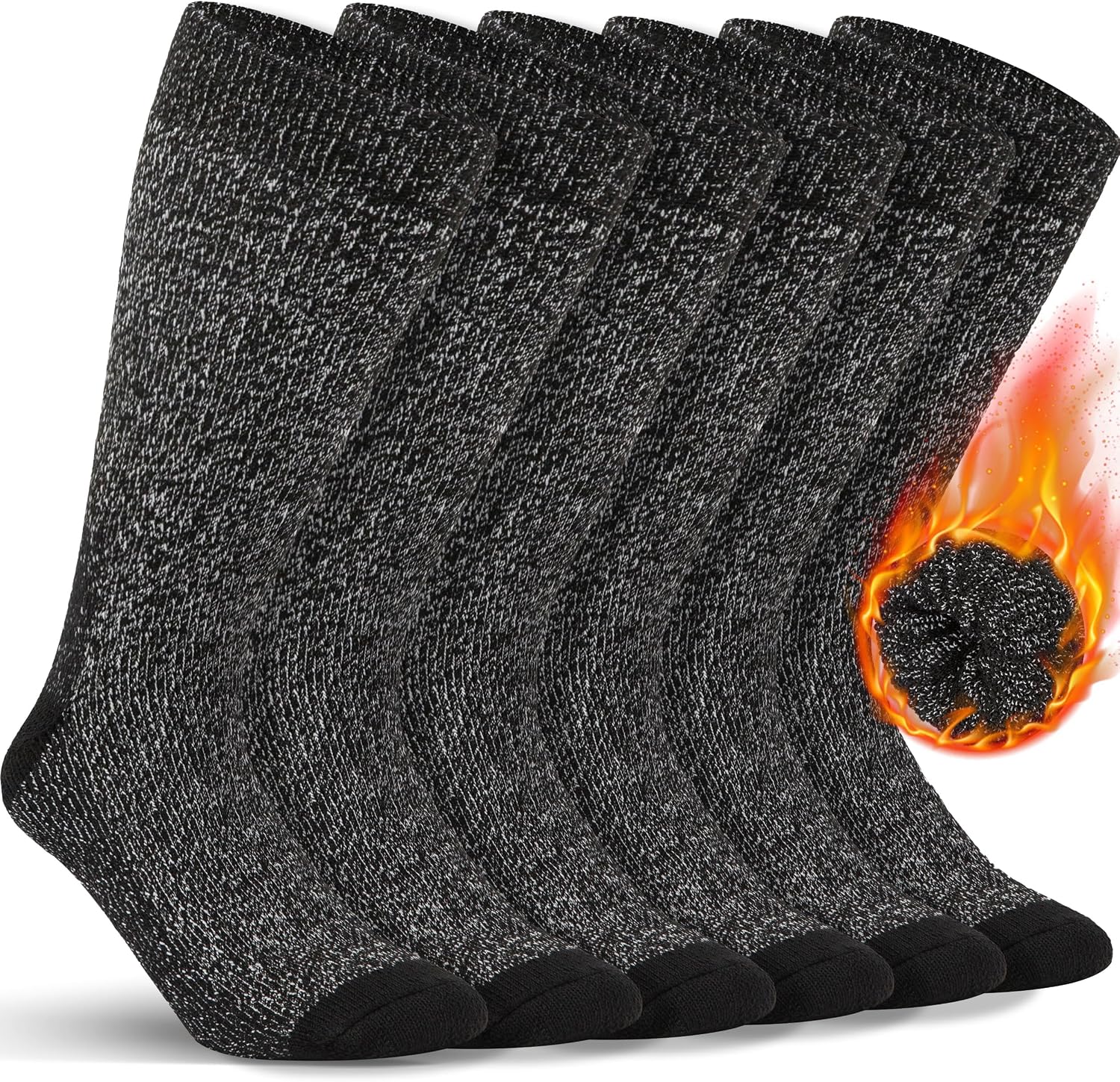 Alvada Mens Merino Wool Crew Socks Thermal and Warm Socks for Winter Work Hiking Running 3 Pairs