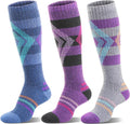 Welwoos 3 Pairs Merino Wool Ski Socks for Womens Mens Thermal Winter Warm Thick Knee High Socks for Skiing Snowboarding